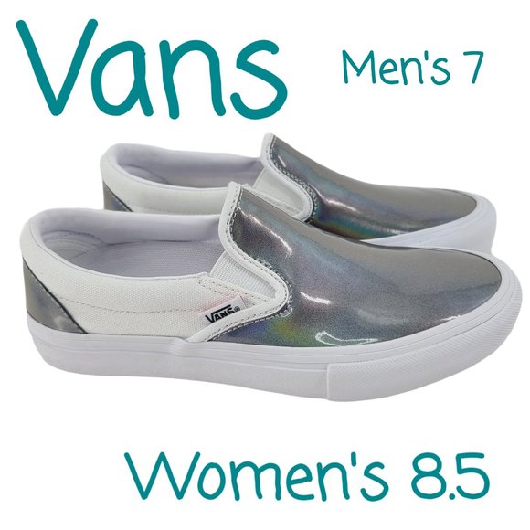 Shoes - NWT Vans Slip-On Pro Iridescent Silver Sne…